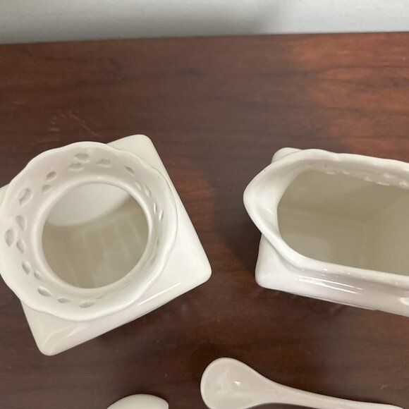 NWOT Mini THL Farmhouse Lattice Cream Pitcher and Sugar Bowl - Picture 3 of 6